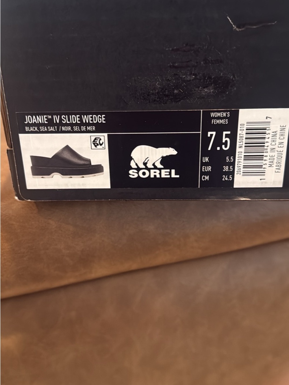 Sorel Black Platform Slide Mule with White Sole - Picture 3 of 3